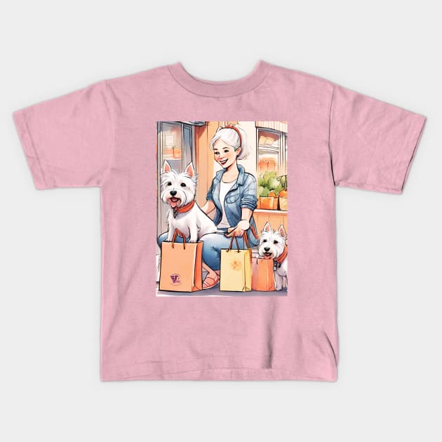 Shopping with westies Kids T-Shirt by Viper Unconvetional Concept